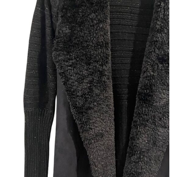 WestPort metallic Black Faux Fur Cardigan Size XS - Picture 4 of 6